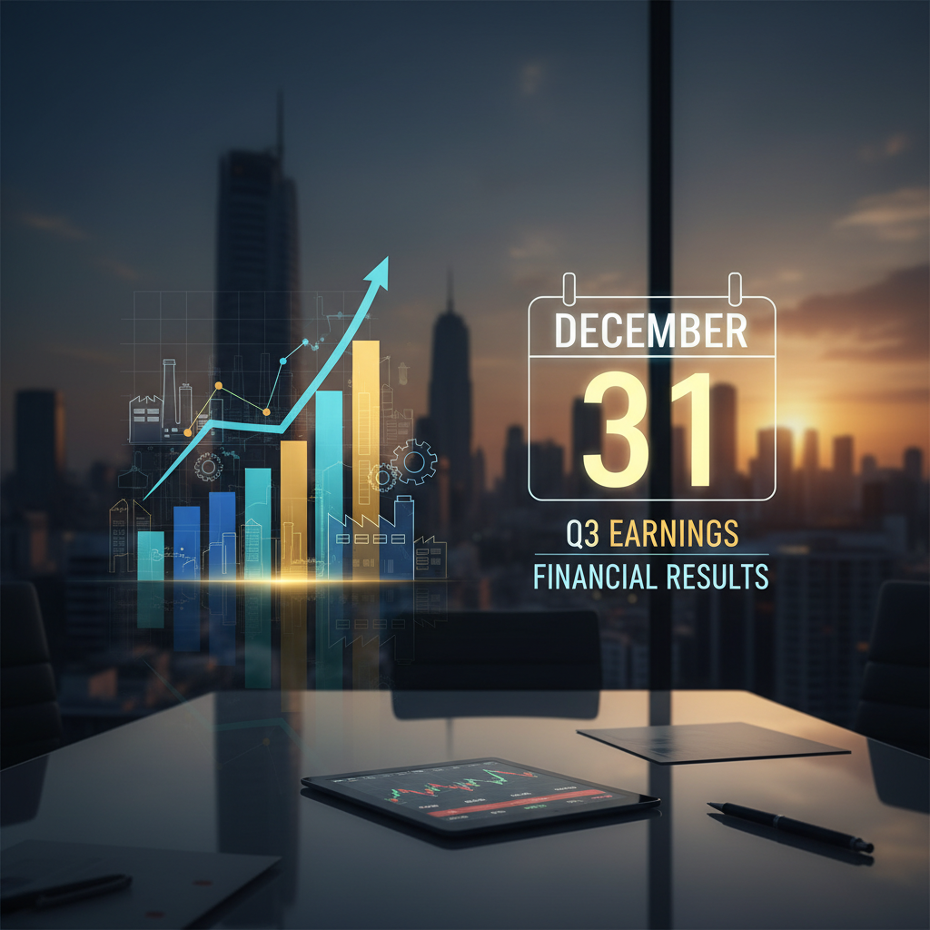 A professional image showing a digital overlay of financial charts and a calendar for December 31, 2025, over a cityscape.