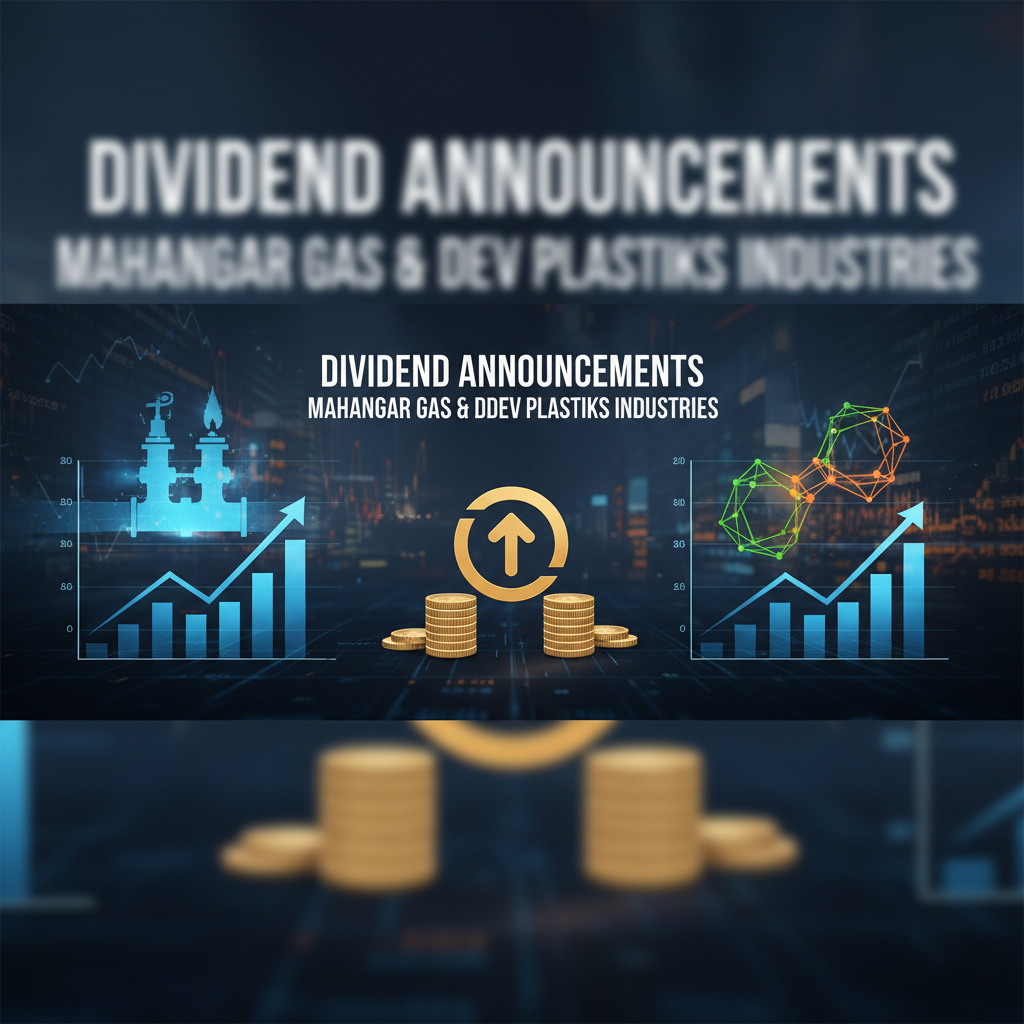 Bar graphs and financial symbols representing dividend growth against a blurred cityscape background.