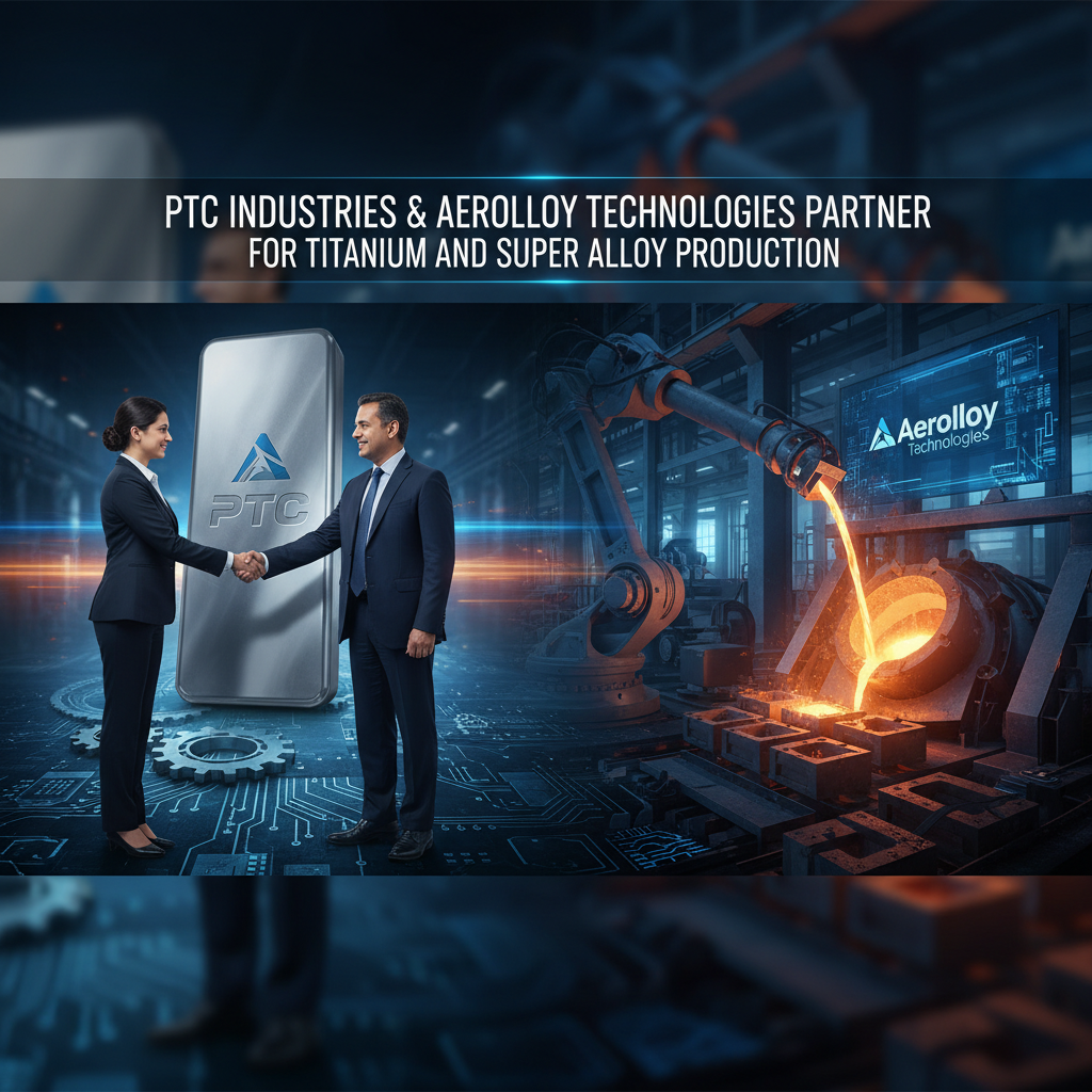 Two executives shaking hands in front of a modern manufacturing backdrop, symbolizing their partnership.