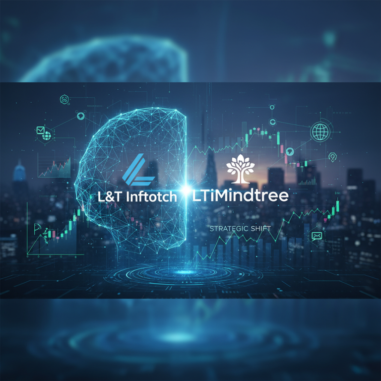 A modern, professional image symbolizing the merger and rebranding of L&T Infotech and Mindtree into LTIMindtree.
