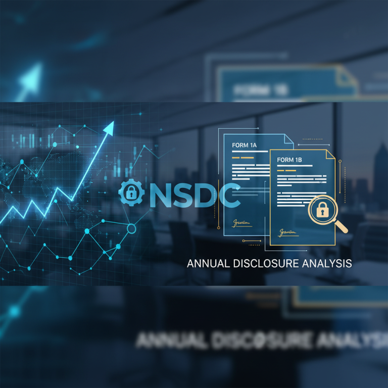 Professional image depicting data analysis with financial documents (Form 1A, Form 1B), an upward trend arrow, and a magnifying glass.