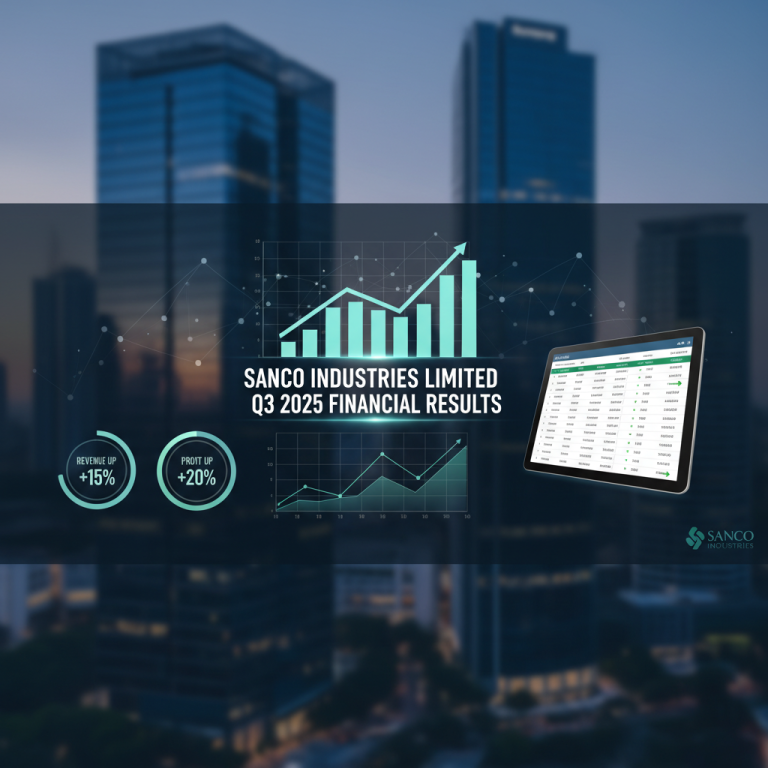 A professional graphic with charts and financial data overlaying a blurred cityscape.