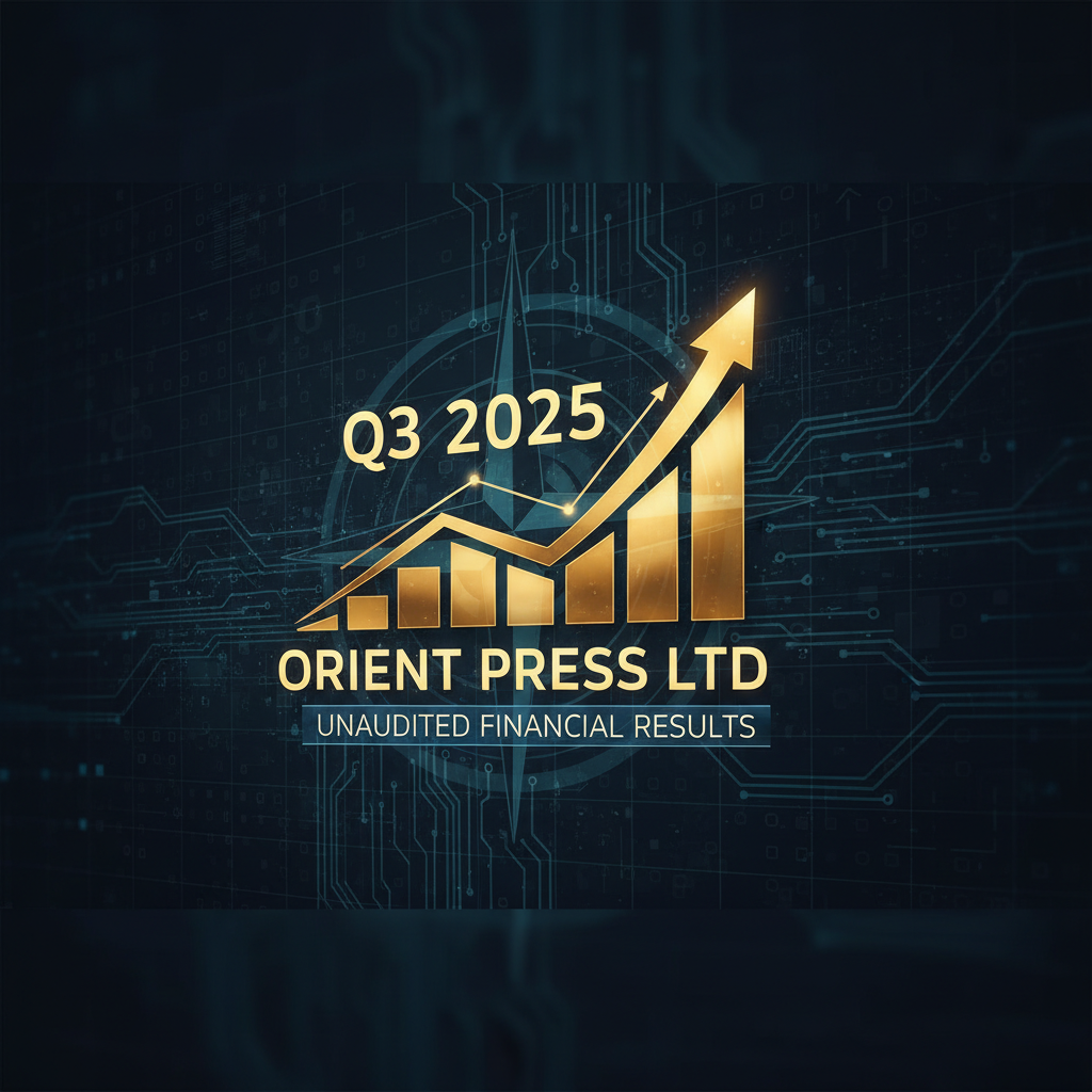 ** A professional graphic showing a golden upward-trending bar chart with "Q3 2025" and "Orient Press Ltd."