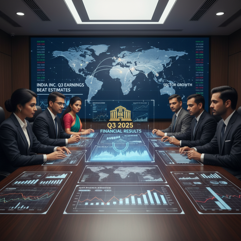 Diverse professionals in a modern boardroom with holographic financial data and a world map on screens.
