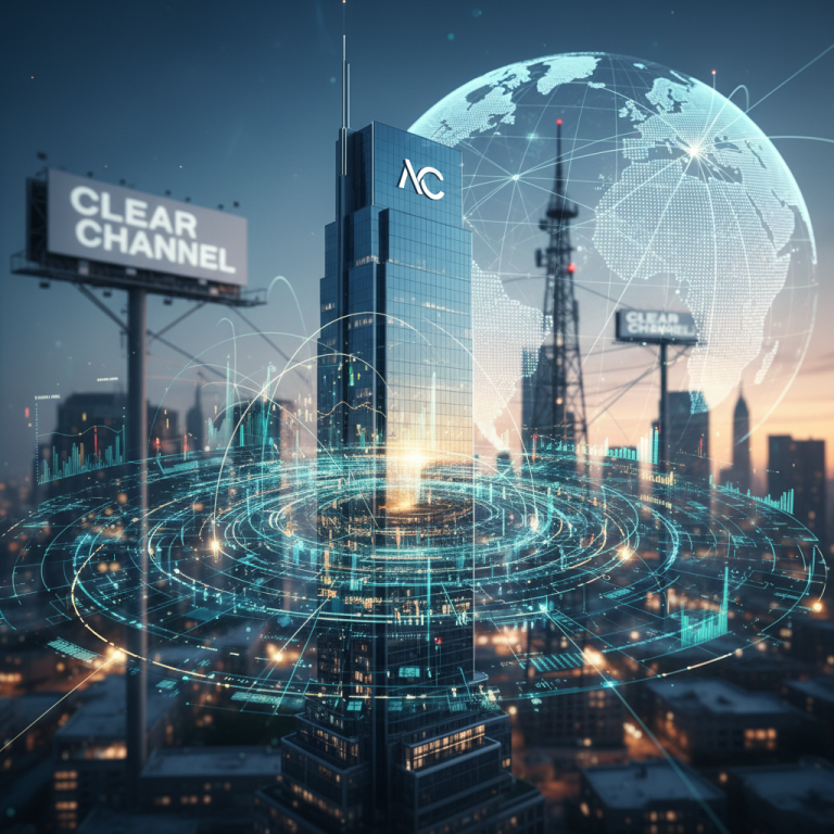 A modern skyscraper with the Mubadala Capital logo, surrounded by digital networks and billboards, against a cityscape and a globe.