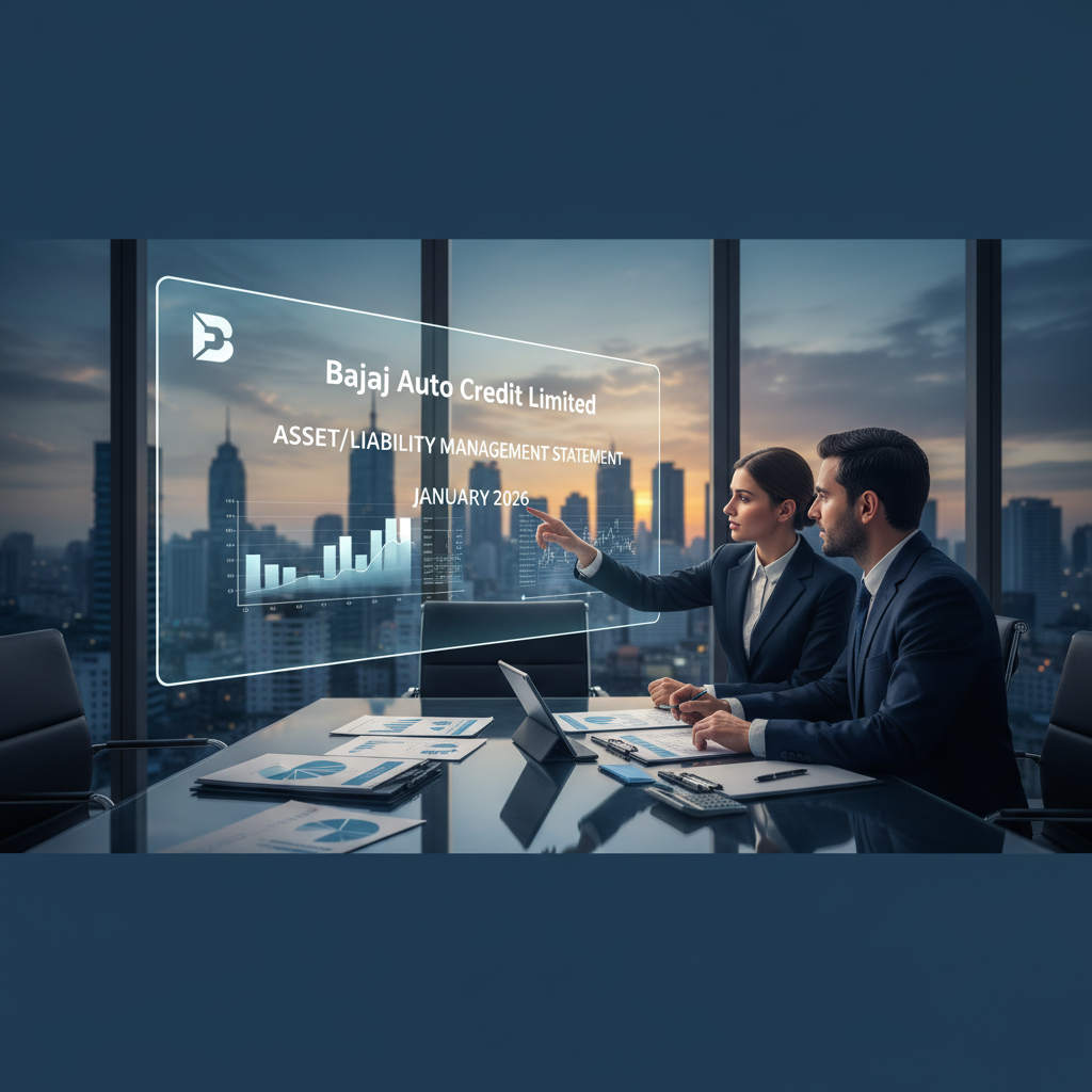 Two professionals in a modern office analyzing a financial statement projected as a hologram.