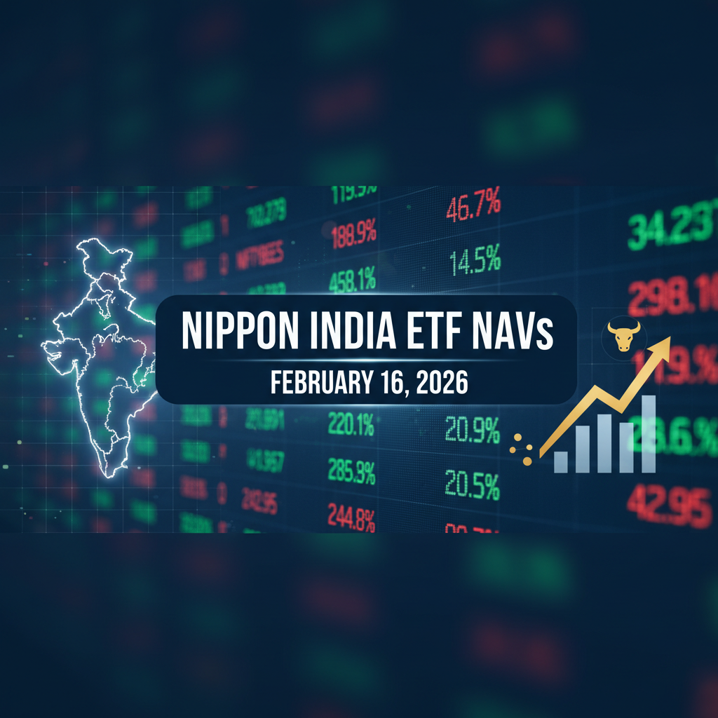 ** Digital display with financial data, chart, and India map outline, signifying market news.