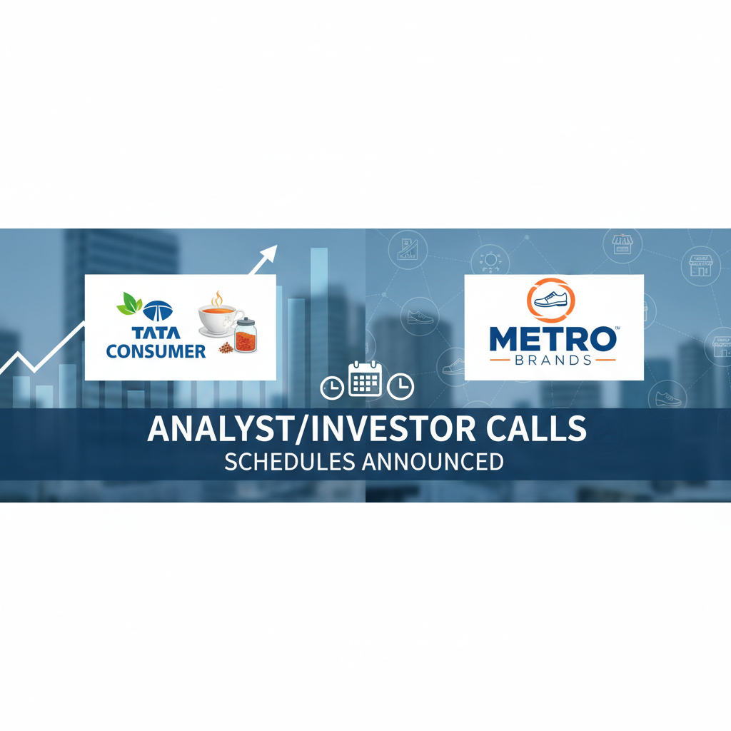 A graphic featuring the logos of Tata Consumer and Metro Brands with market growth elements.