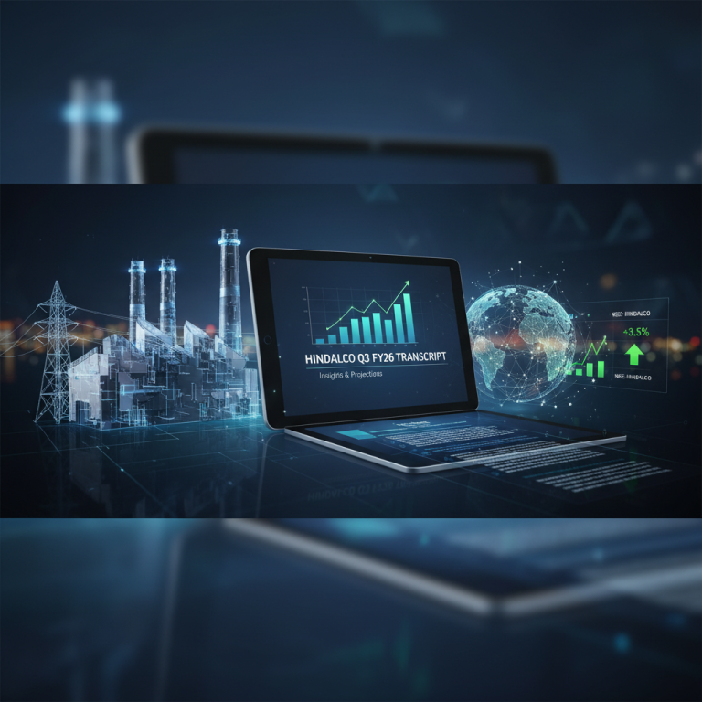 A professional image showing a laptop displaying financial data and a holographic factory, symbolizing industrial economics.