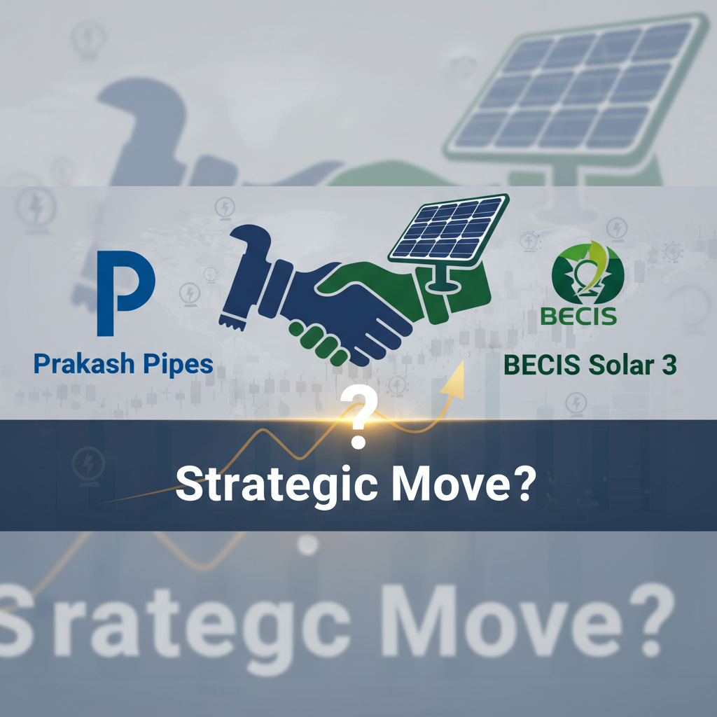 A professional image depicting a handshake between Prakash Pipes and BECIS Solar 3, symbolizing a merger or acquisition.