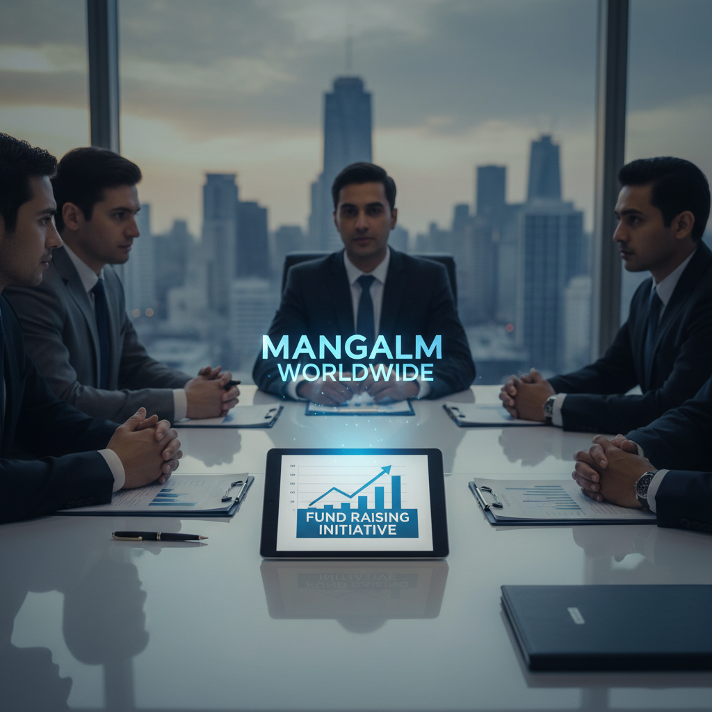 A group of professionals in suits discussing fund raising at a board meeting.