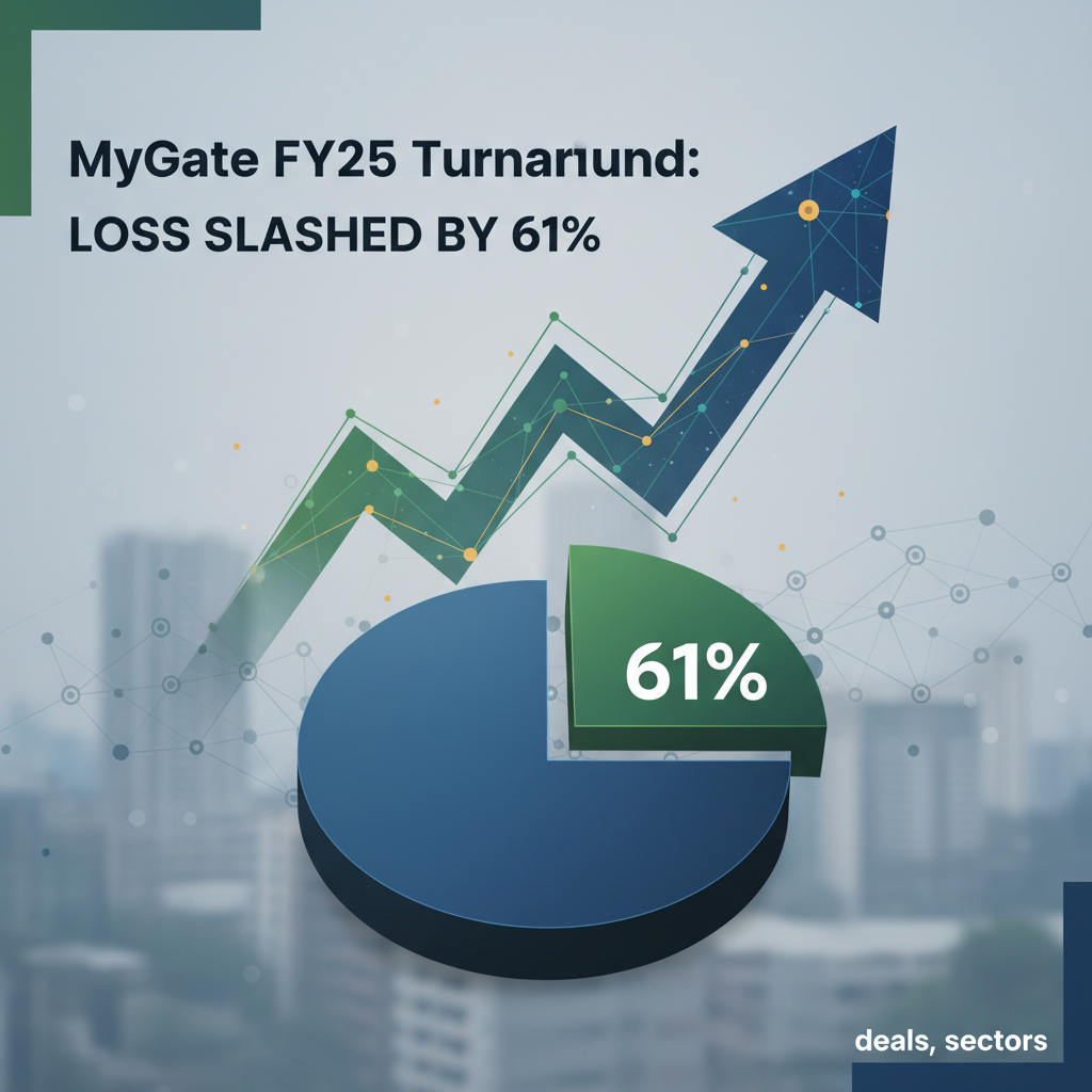 A professional graphic representing financial growth with a pie chart showing 61% and an upward trend arrow.