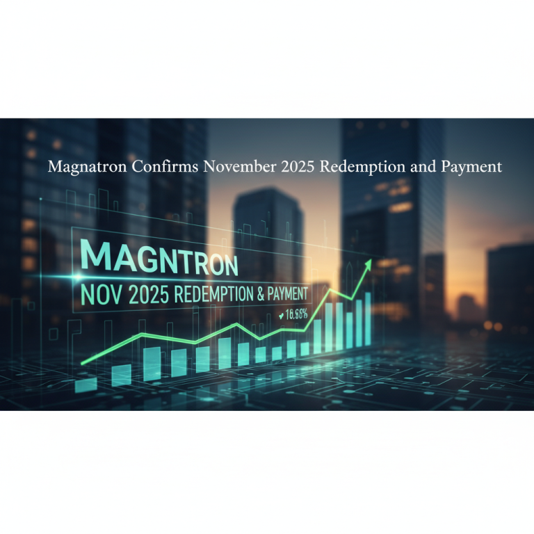A professional image showing a digital bar graph with an upward trend, overlaid with "MAGNATRON NOV 2025 REDEMPTION & PAYMENT" text.