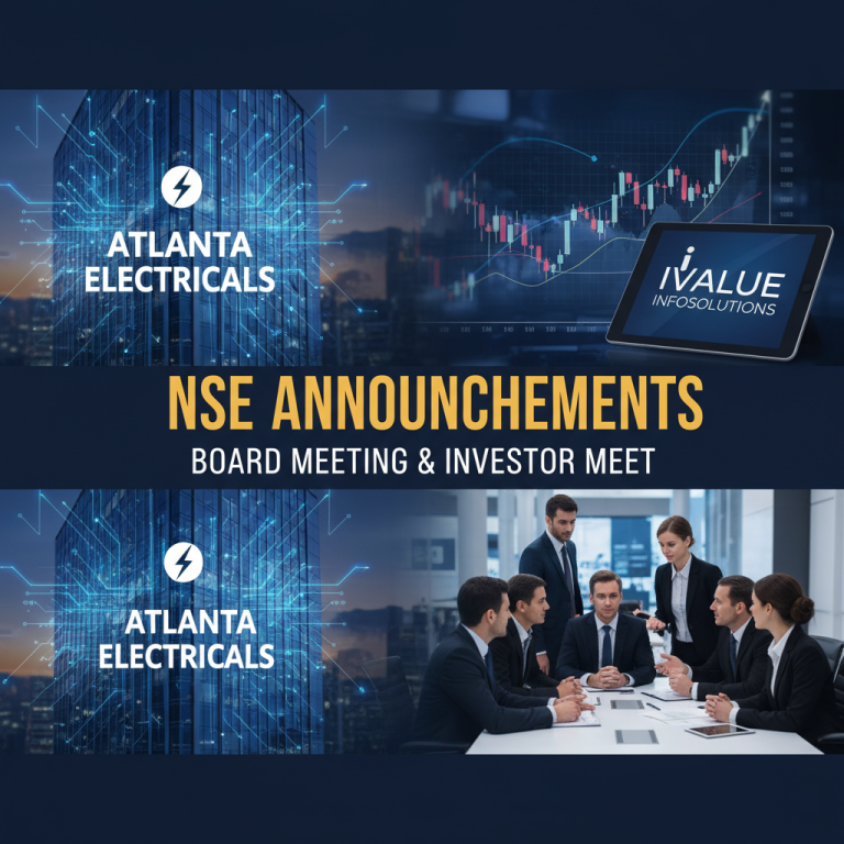 Professional image representing financial announcements with corporate buildings, stock charts, and a business meeting.