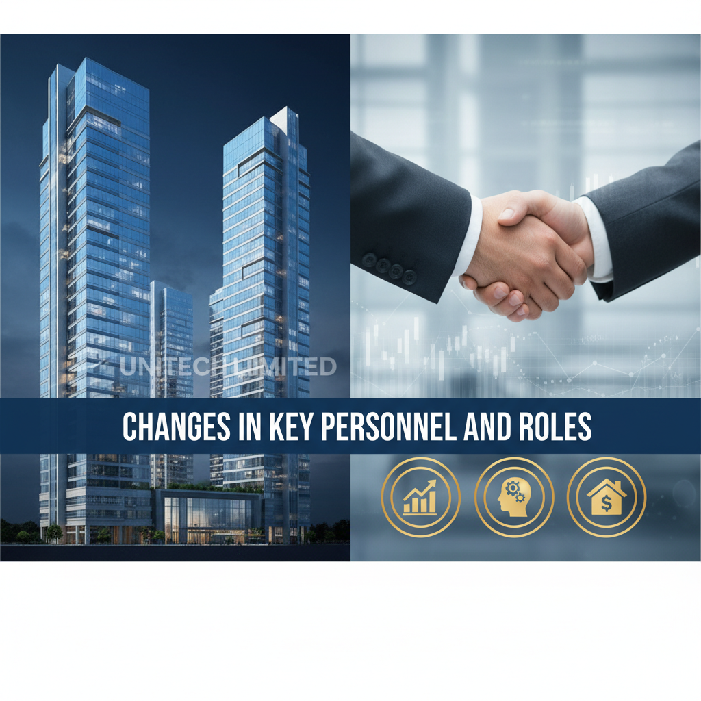 A professional image showing a handshake, city buildings, and business icons, representing executive moves in real estate.