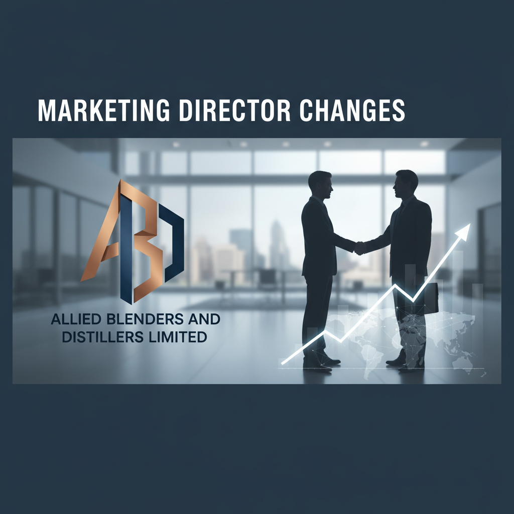 Two executives shaking hands in a modern office with the company logo, symbolizing new leadership.