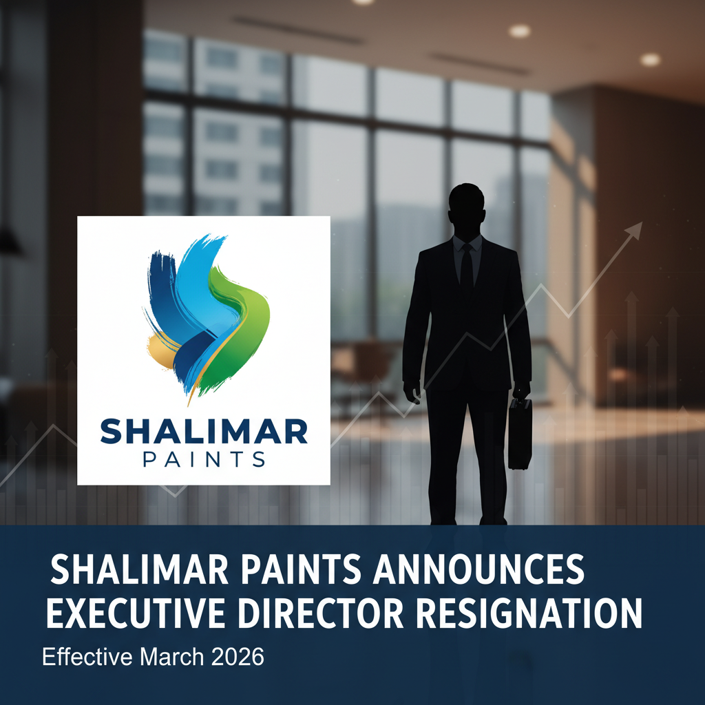 Silhouette of a businessman with the Shalimar Paints logo, symbolizing a resignation.