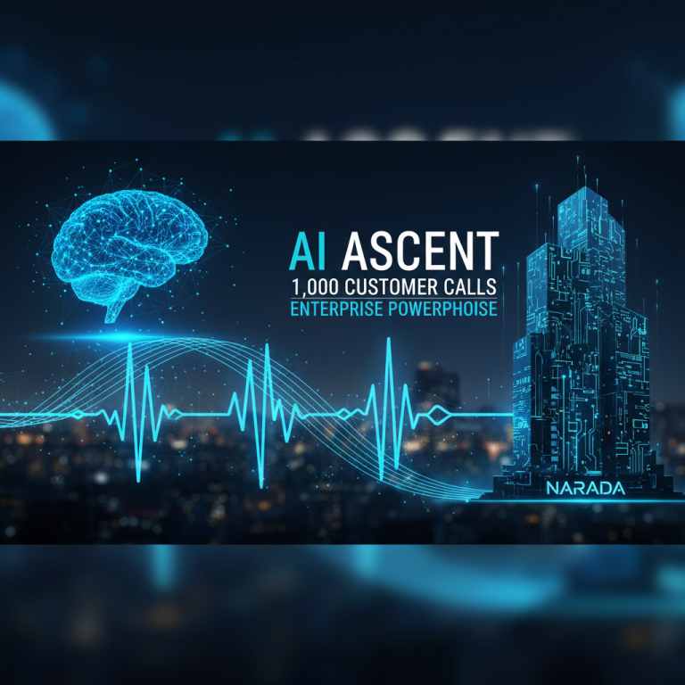 A digital brain and a cityscape representing AI and business growth for Narada.
