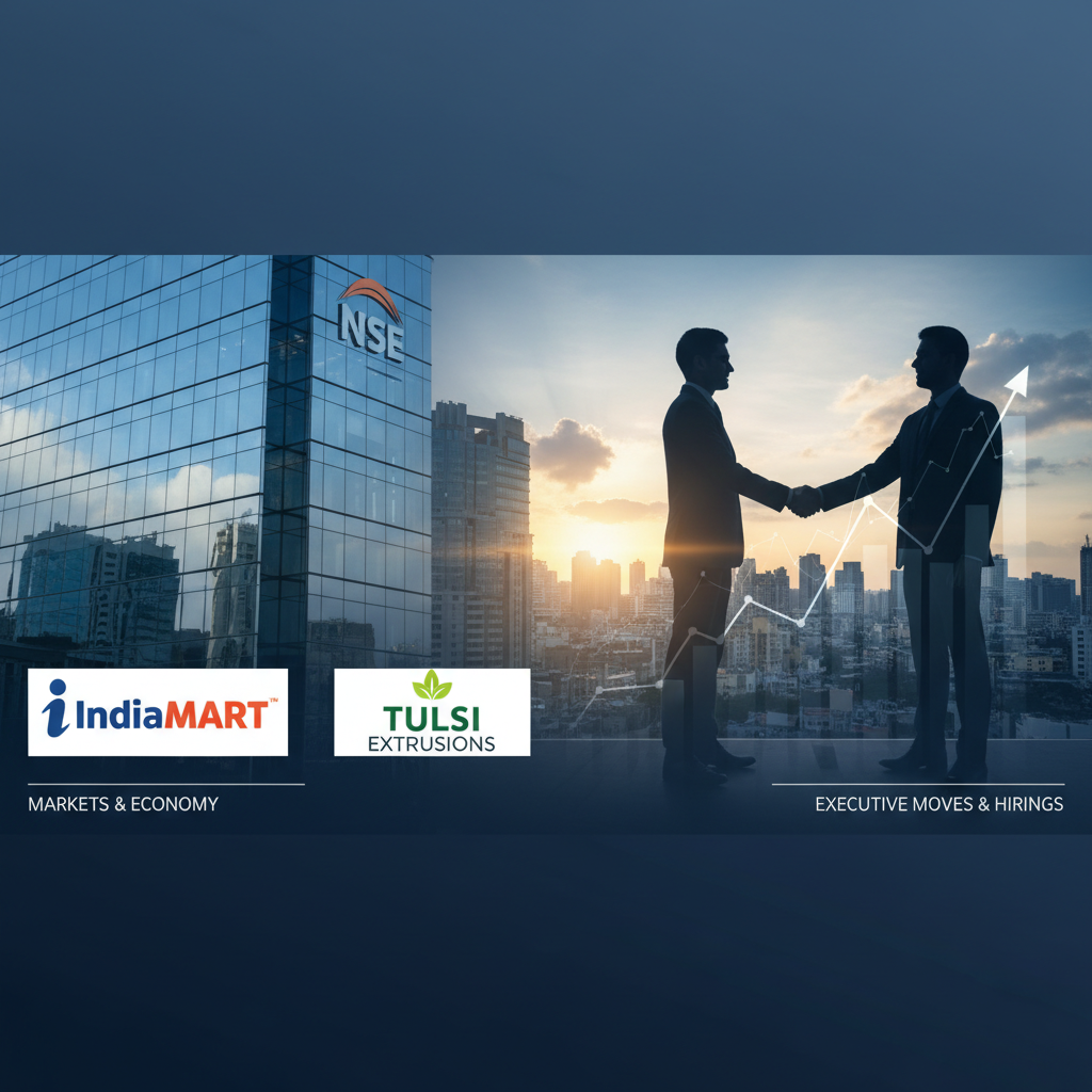 Professional image for "IndiaMART and Tulsi Extrusions Make Announcements on NSE" article.