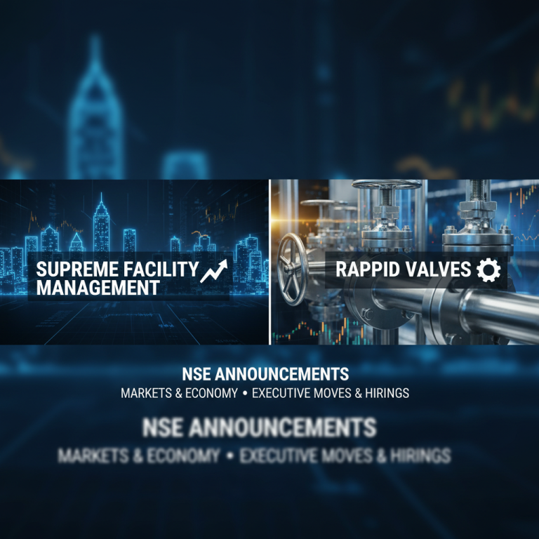 A professional featured image with split visuals for "Supreme Facility Management" and "Rappid Valves," set against a market background.