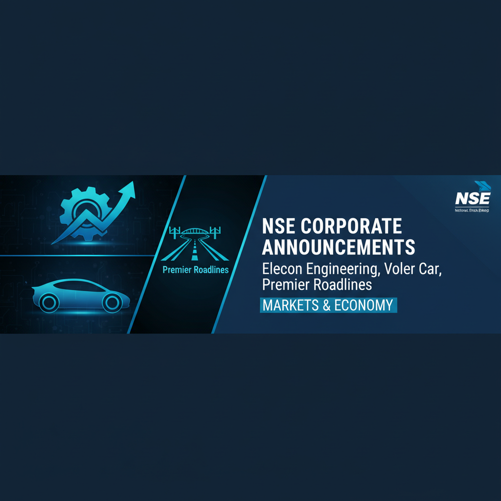 A professional graphic with the NSE logo and icons representing corporate announcements, a car, and a bridge.