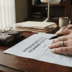 A close-up of a legal document titled Notice of Opposition Regarding Terafab on a desk.